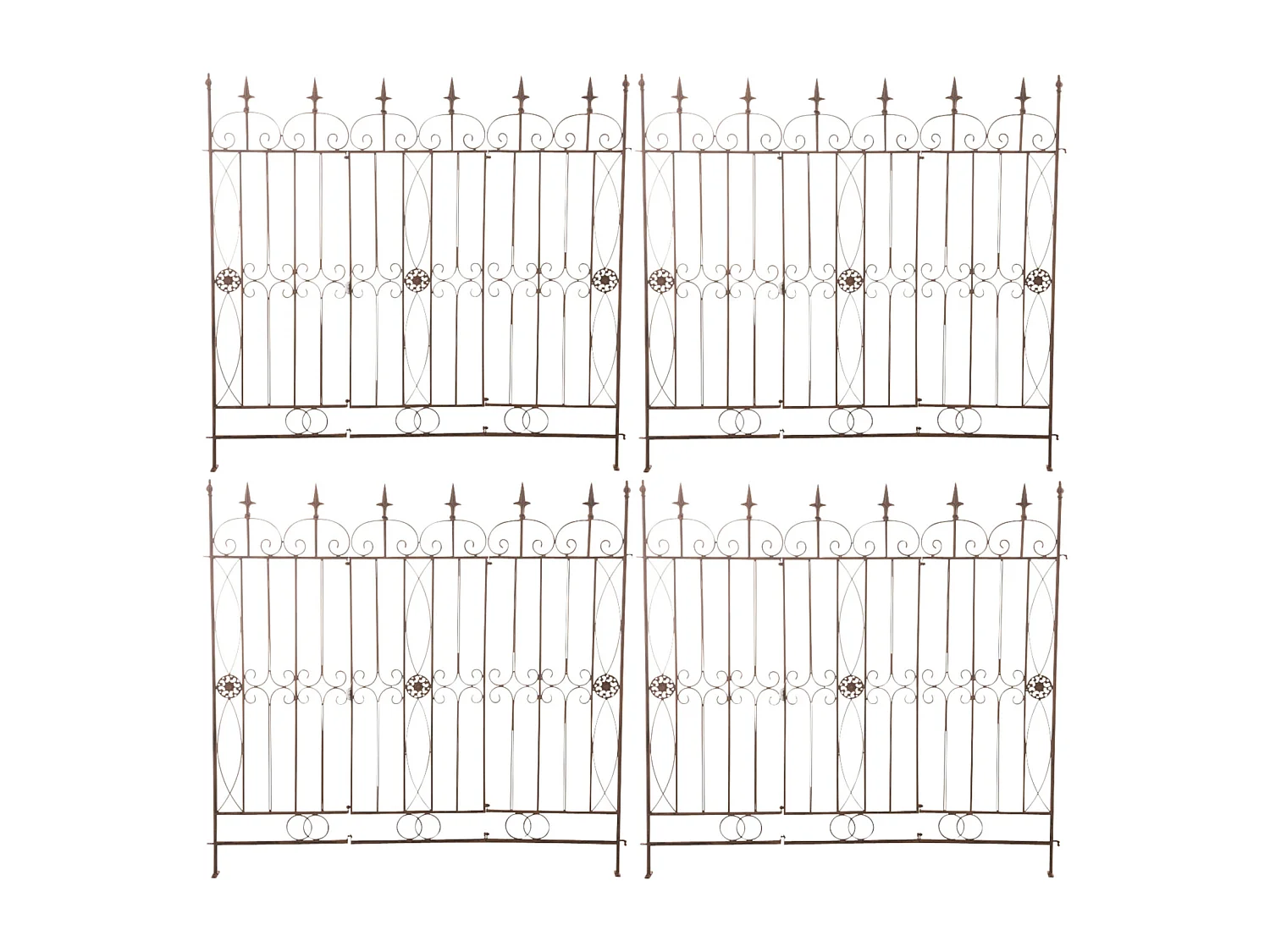 4er Set Gartenzaun - Metall & antik-hell - antik braun - Mangold
