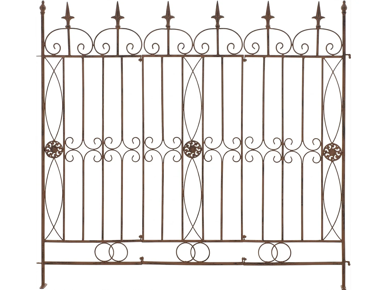 Lot de 4  Clôture de jardin - Métal & Noir - Marron antique - Mangold