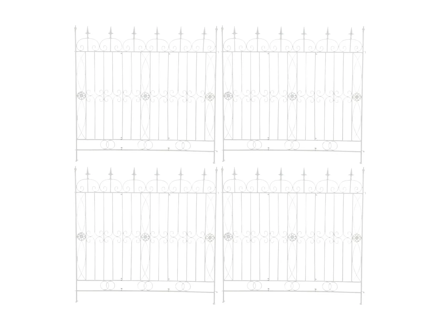 Lot de 4  Clôture de jardin - Métal & Antique clair - Blanc - Mangold
