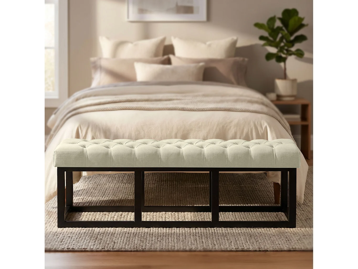Banquette - Tissu - Crème - Amun