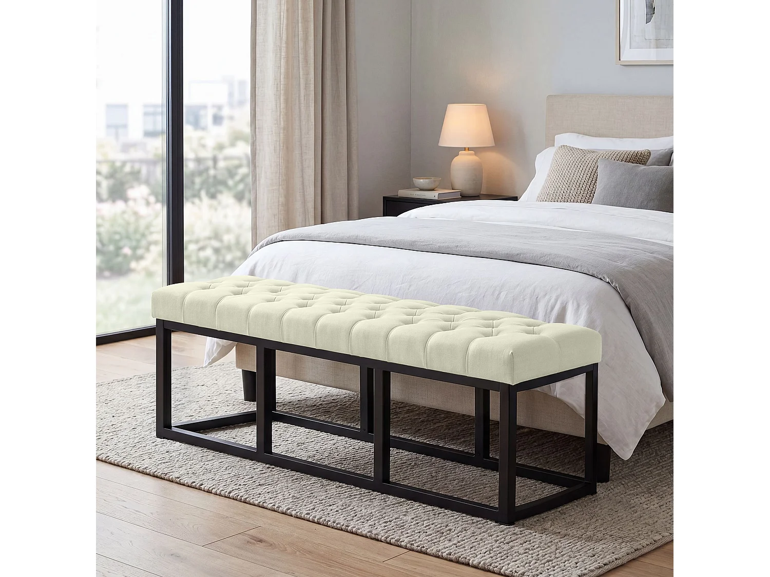 Banquette - Tissu - Crème - Amun