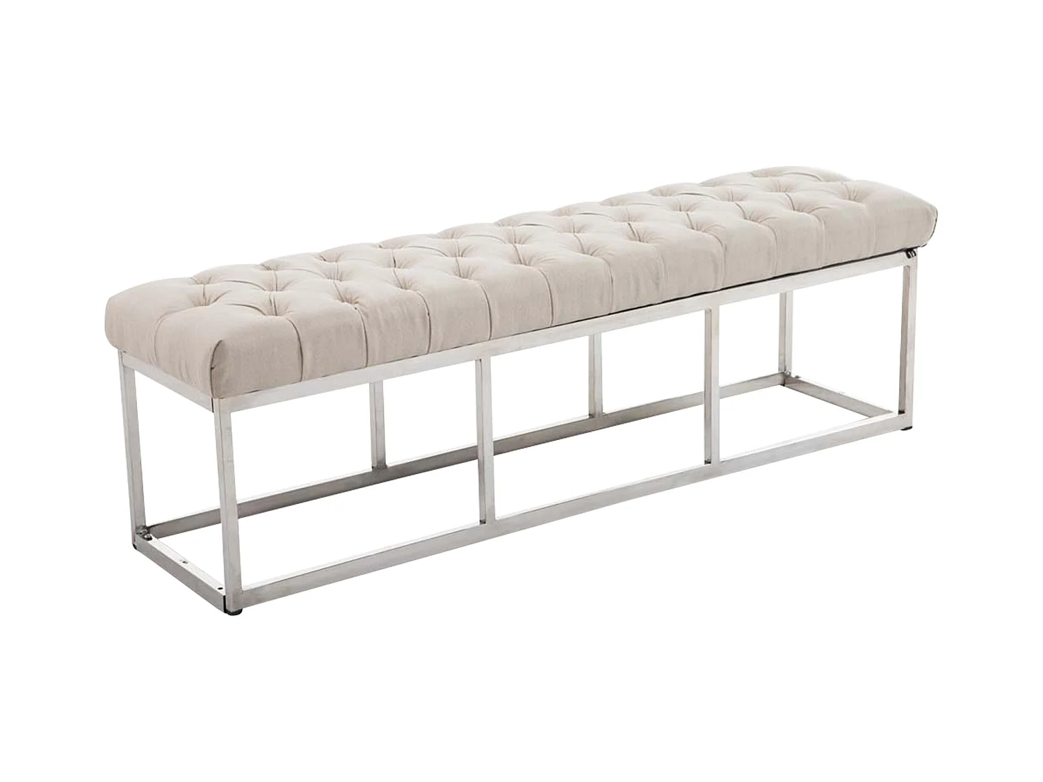 Banquette - Tissu & Acier inoxydable - Crème - Amun