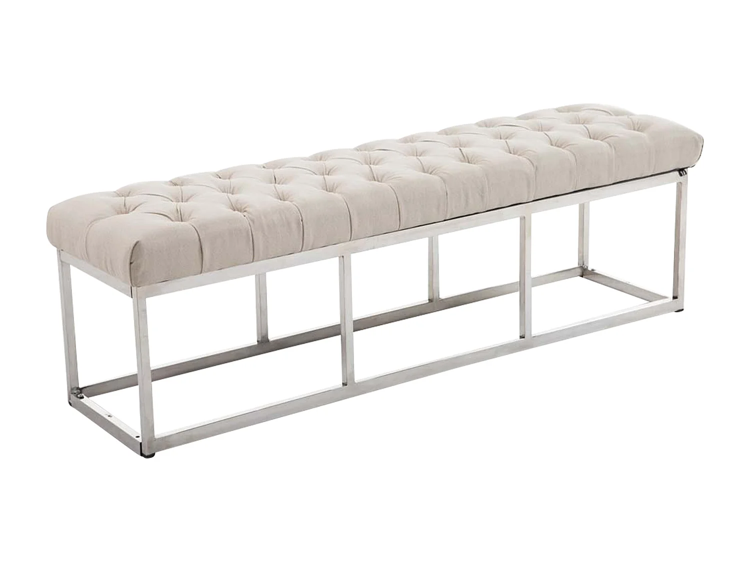 Banquette - Tissu & Acier inoxydable - Crème - Amun