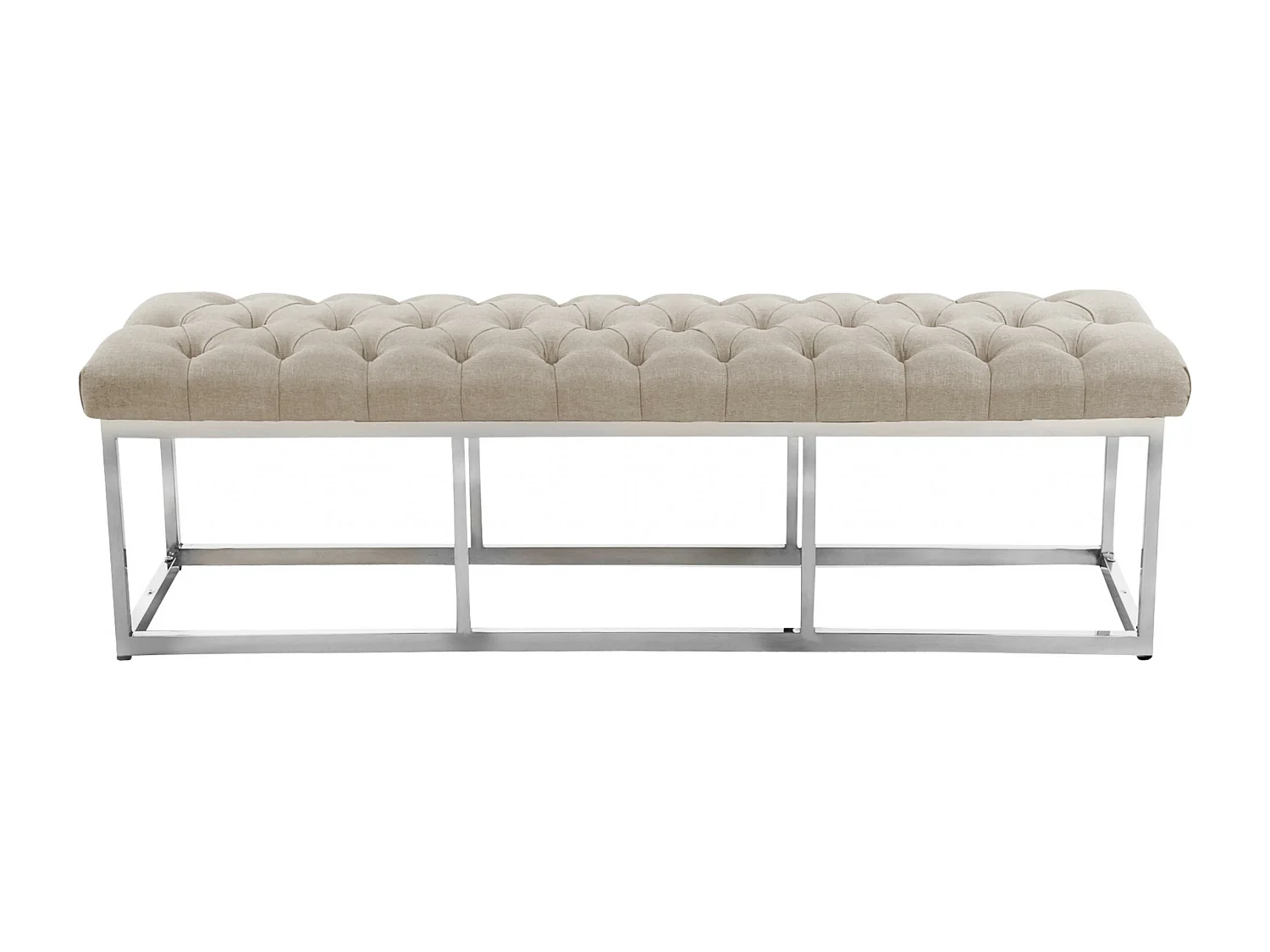 Banquette - Tissu & Acier inoxydable - Crème - Amun