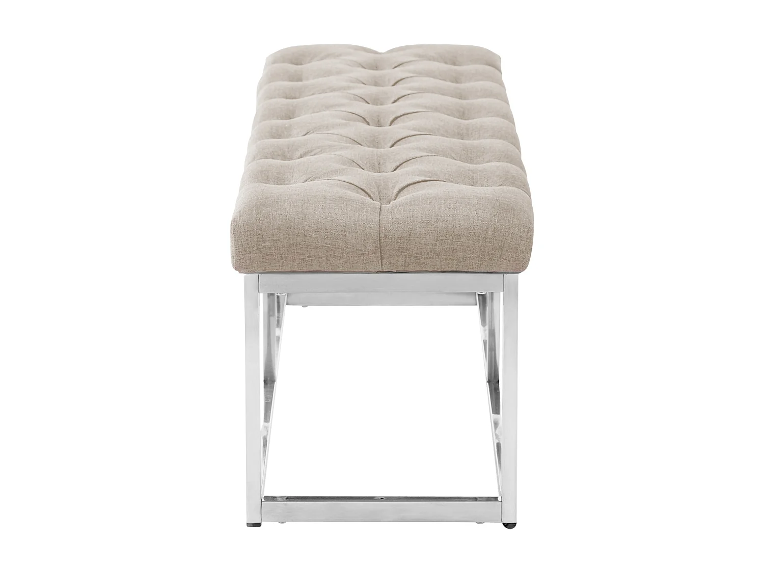 Banquette - Tissu & Acier inoxydable - Crème - Amun