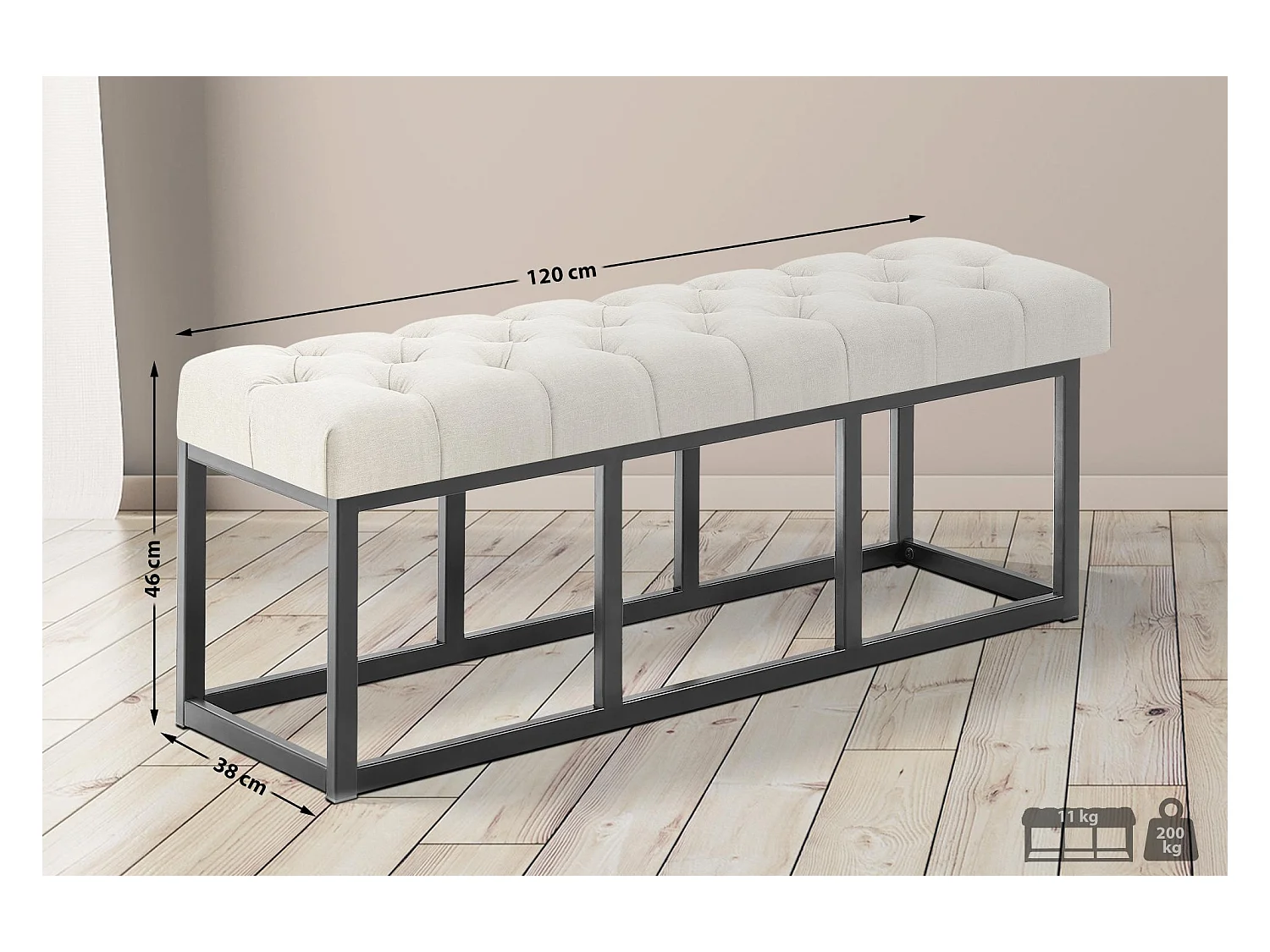 Banquette - Tissu - Crème - Amun