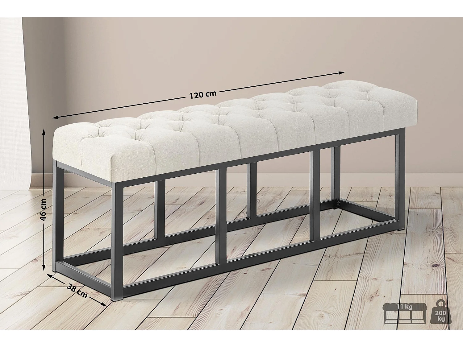 Banquette - Tissu - Crème - Amun