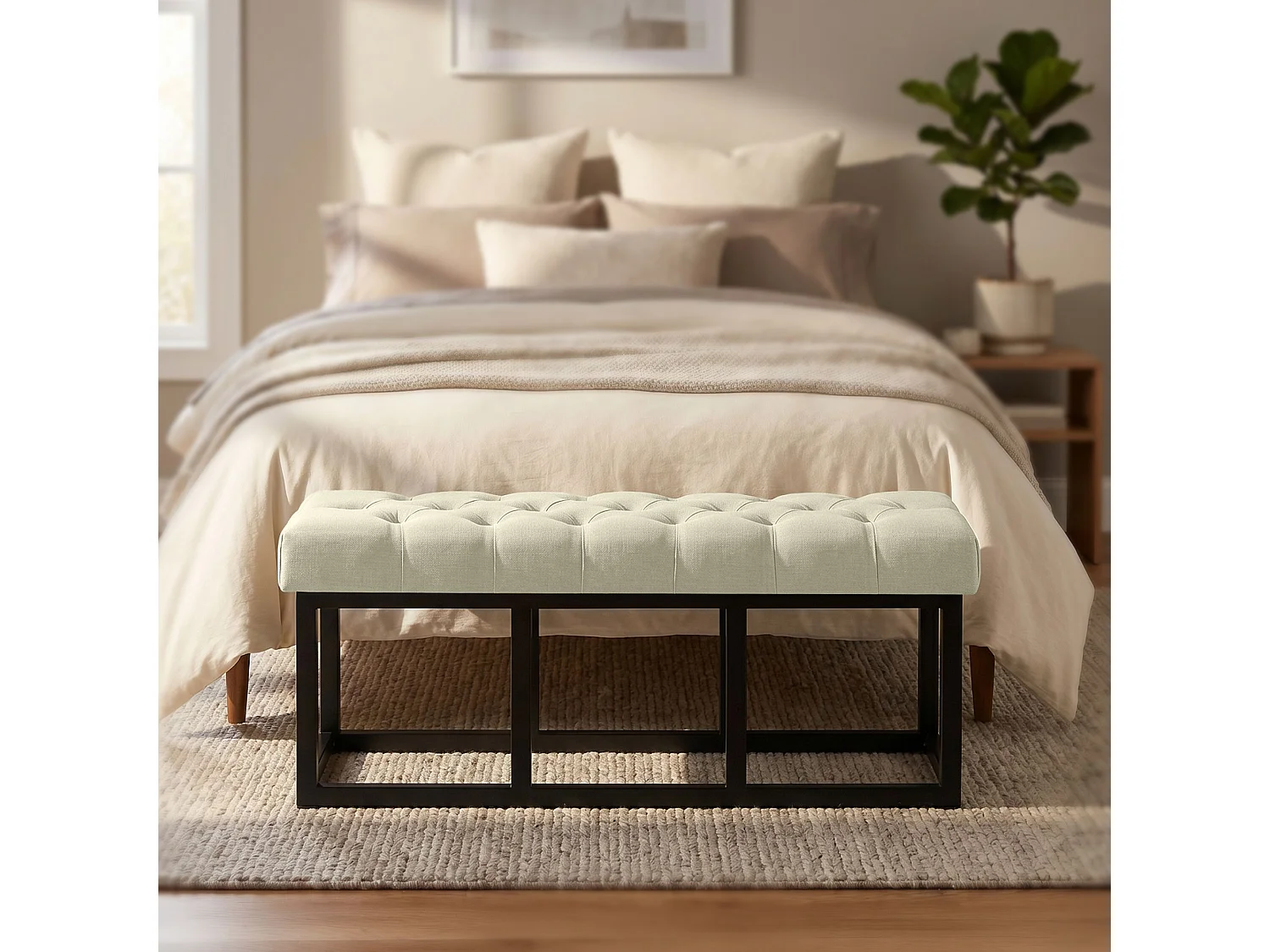 Banquette - Tissu - Crème - Amun
