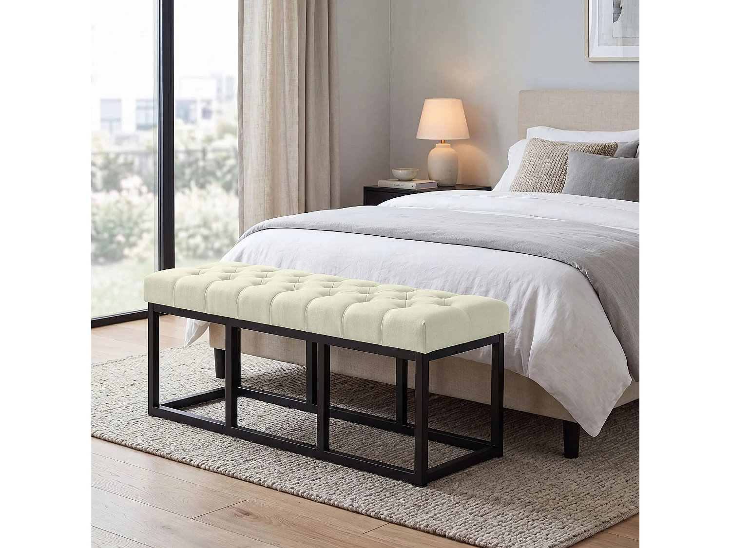 Banquette - Tissu - Crème - Amun