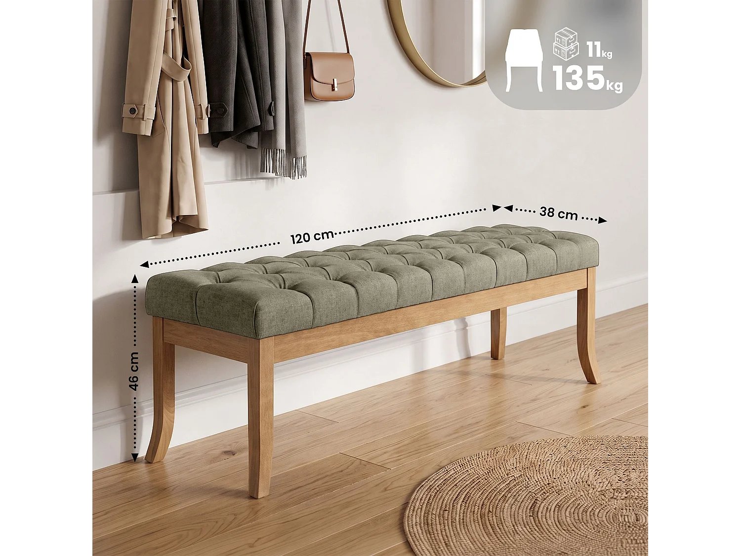 Banquette - Tissu - Taupe - Ramses