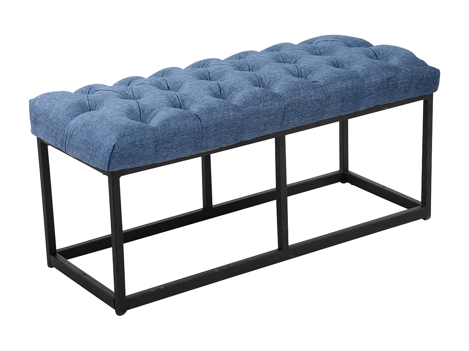 Banquette - Tissu & Métal noir mat - Bleu - Amun