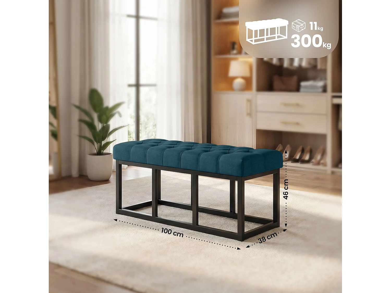 Banquette - Tissu - Bleu - Amun