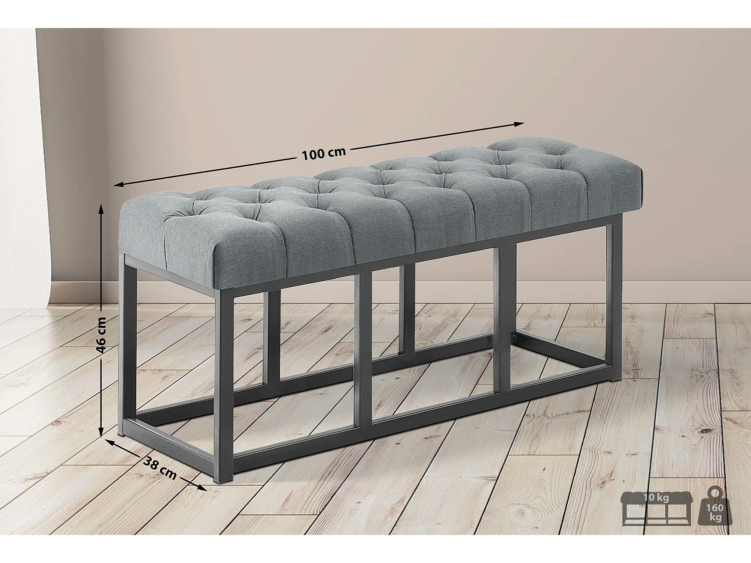 Banquette - Tissu - Gris foncé - Amun