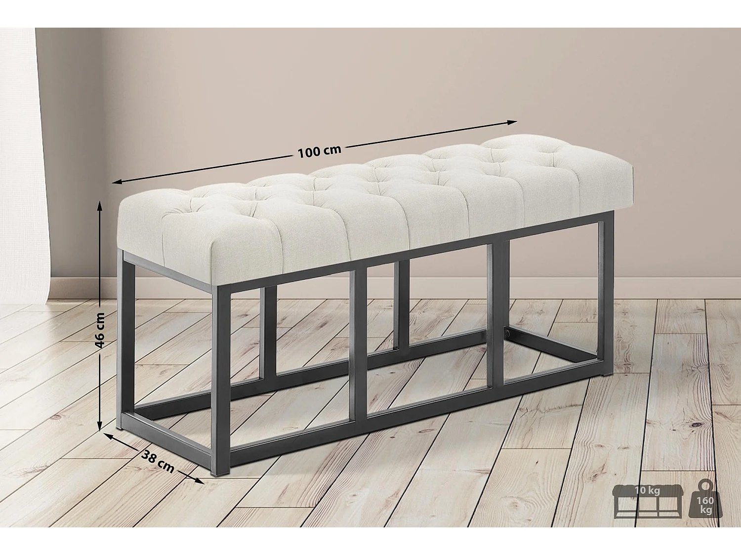 Bankzitting - Stof - creme - Amun