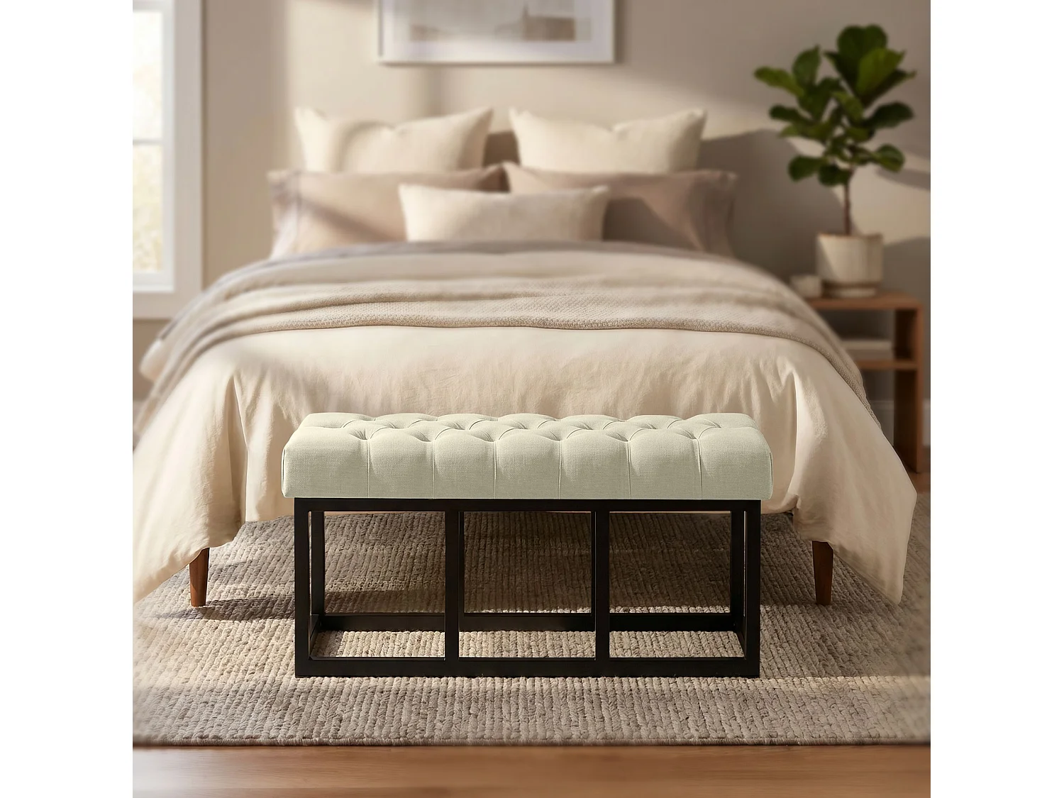Banquette - Tissu - Crème - Amun