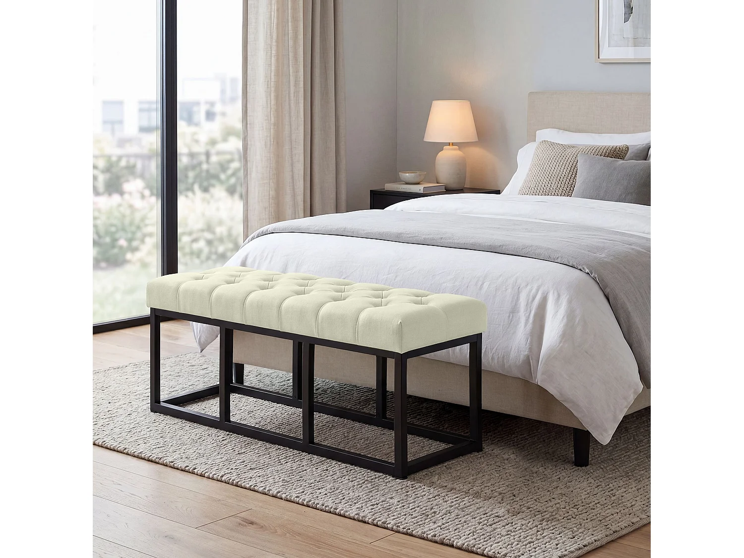 Banquette - Tissu - Crème - Amun