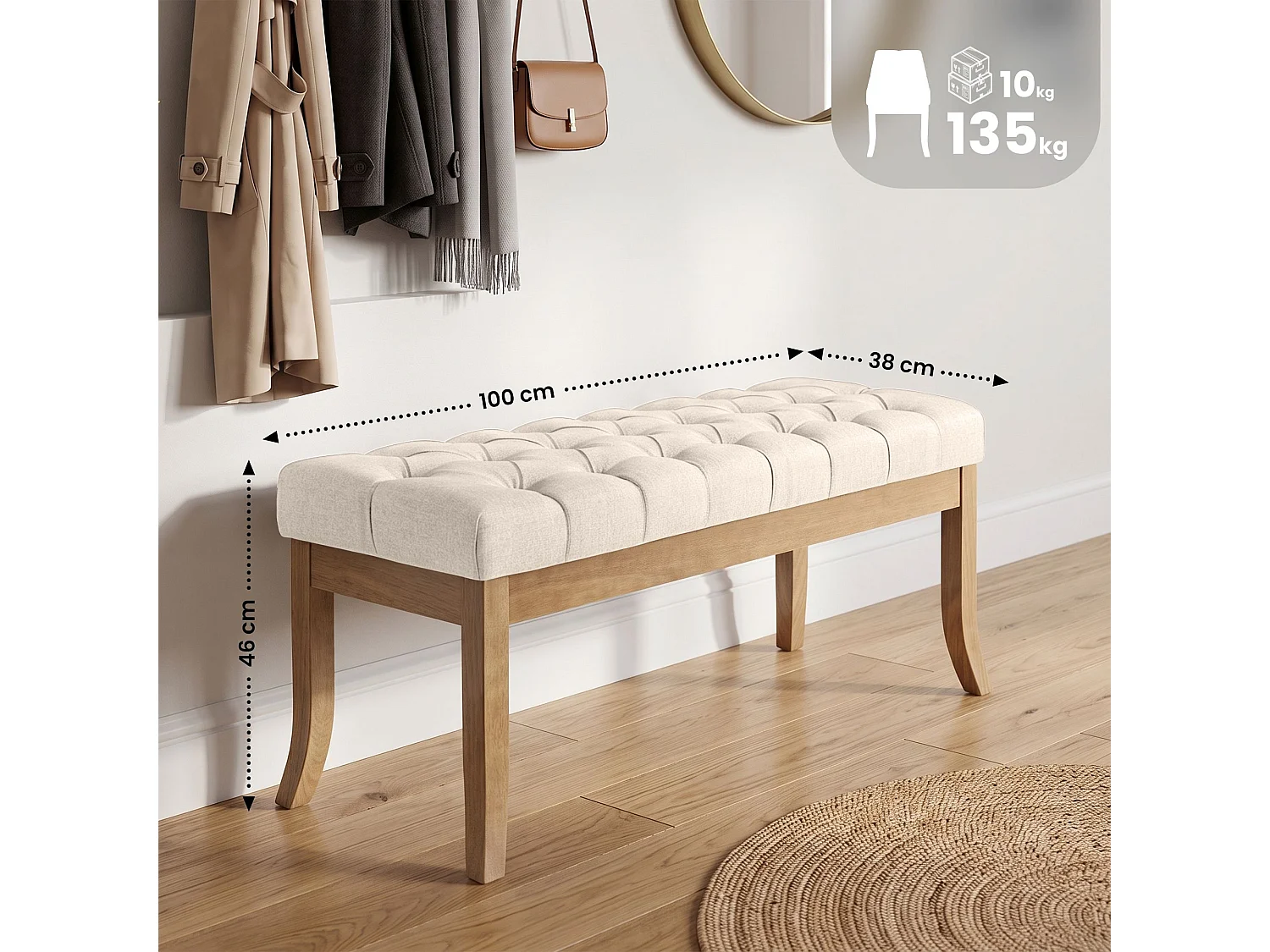 Sitzbank - Stoff - creme - Ramses