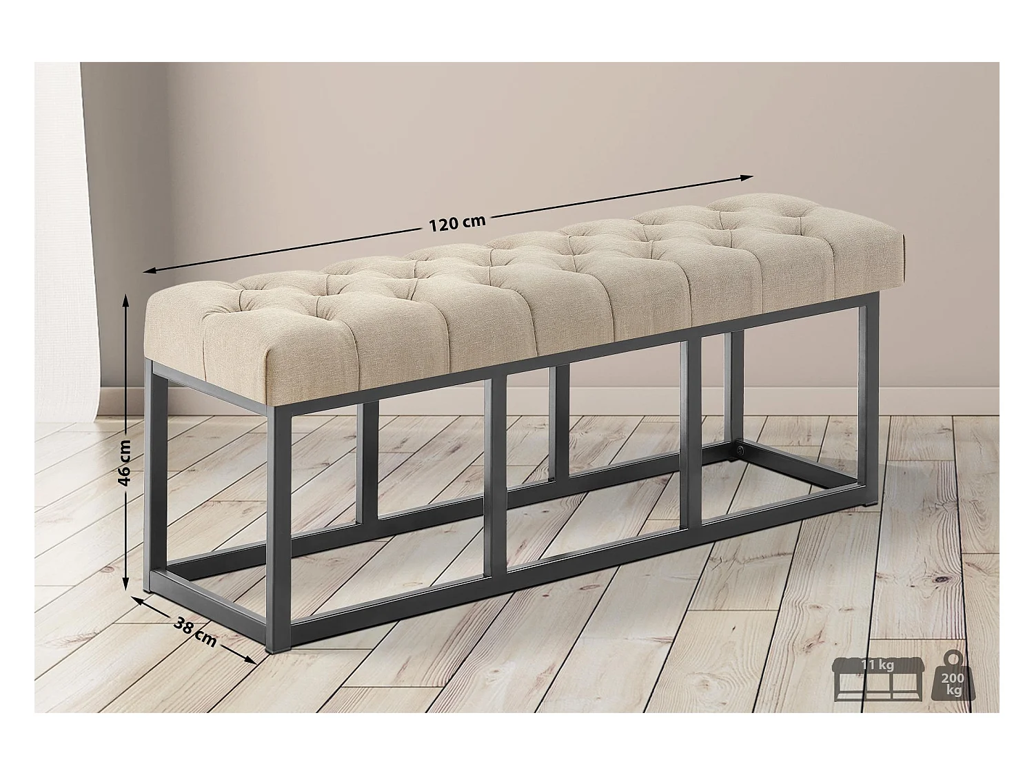 Banquette - Tissu - Taupe - Amun