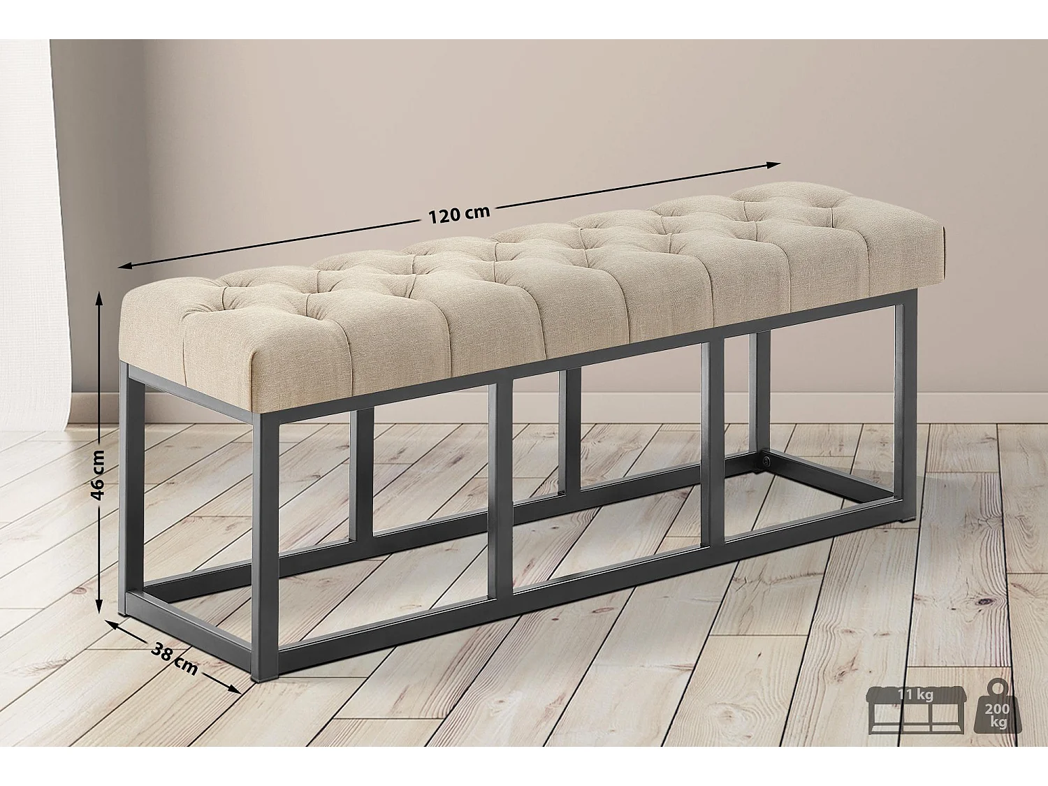 Banquette - Tissu - Taupe - Amun