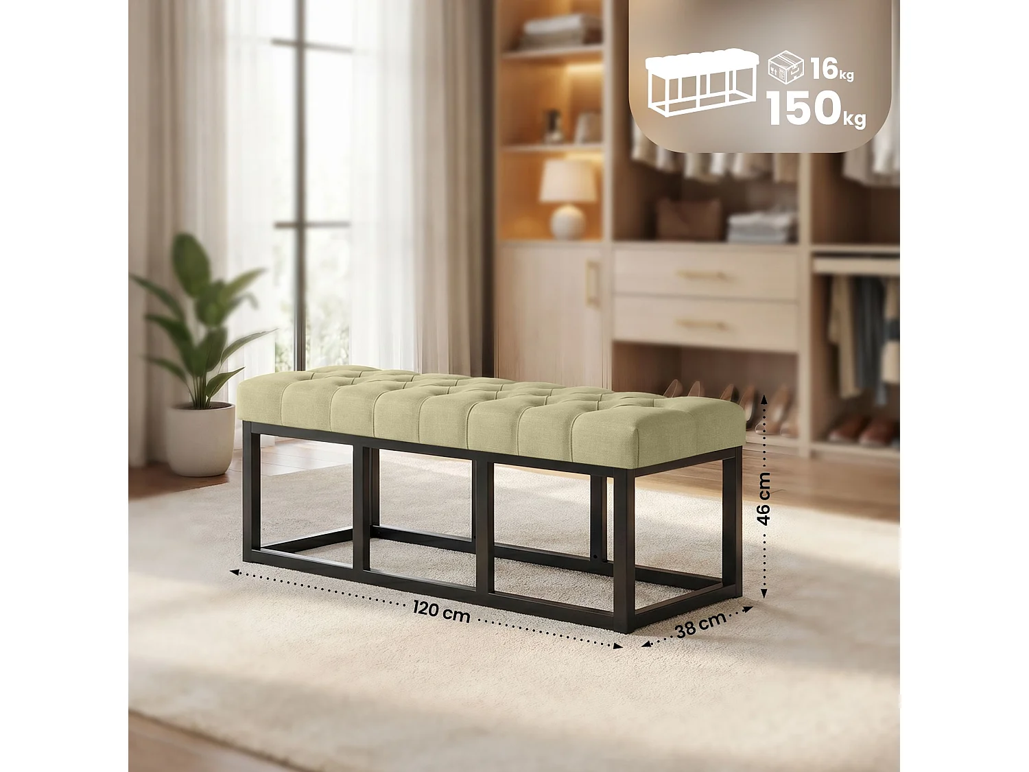 Banquette - Tissu - Taupe - Amun