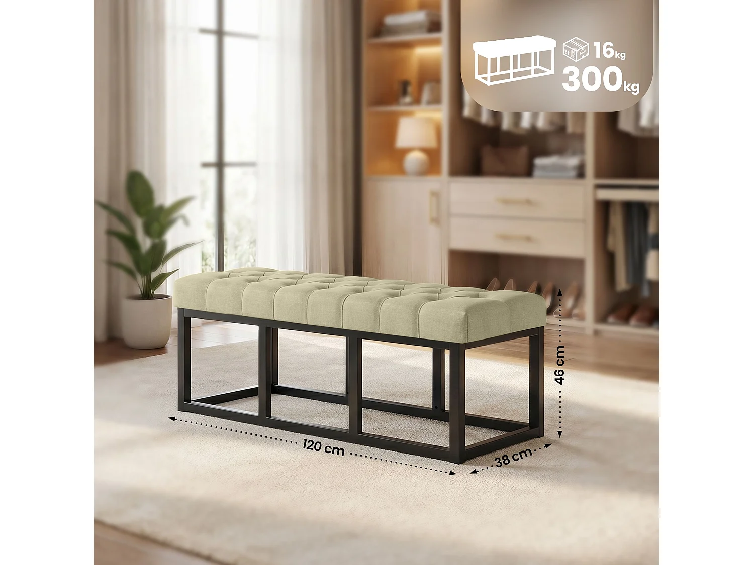 Banquette - Tissu - Taupe - Amun