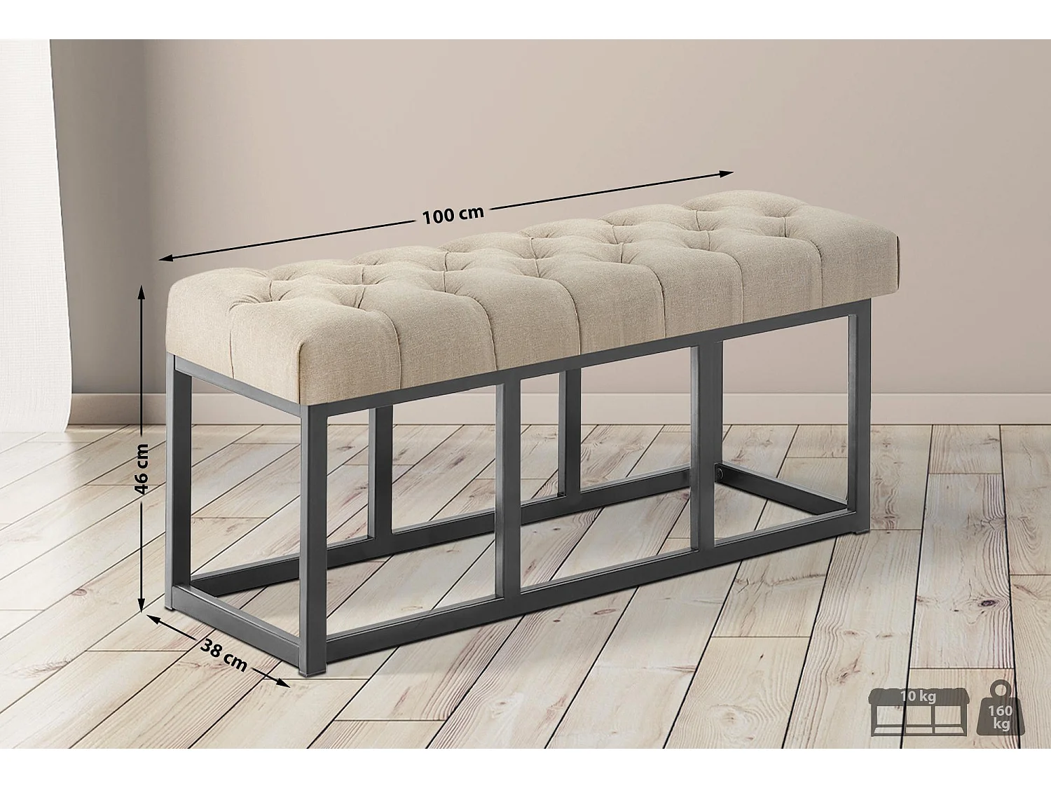 Banquette - Tissu - Taupe - Amun