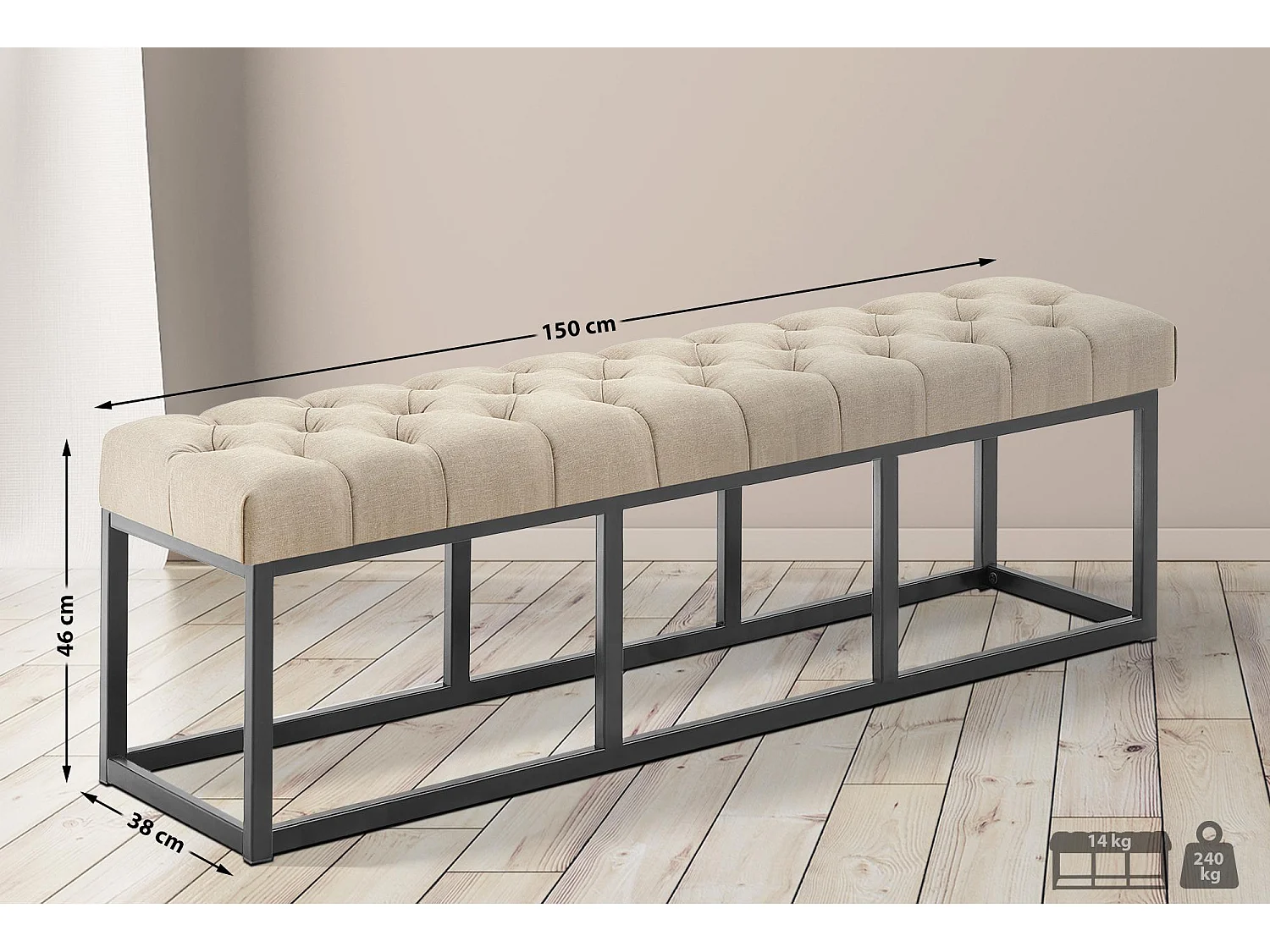 Banquette - Tissu - Taupe - Amun