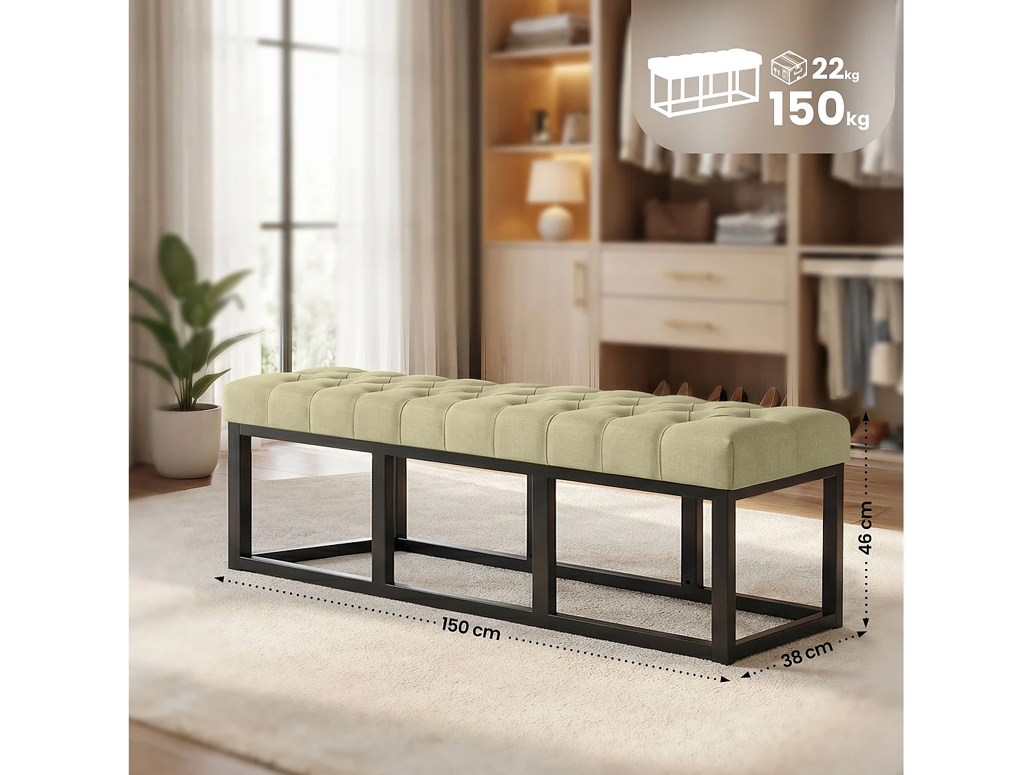 Banquette - Tissu - Taupe - Amun