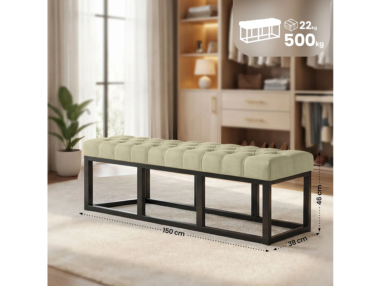 Banquette - Tissu - Taupe - Amun