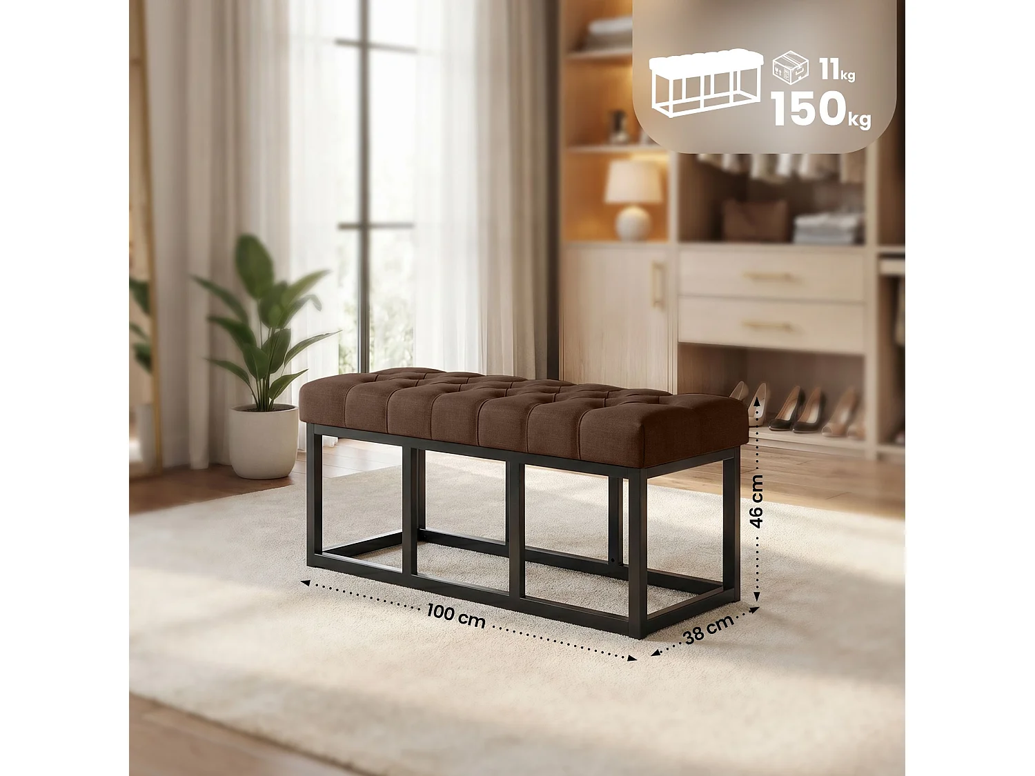 Banquette - Tissu - Marron - Amun