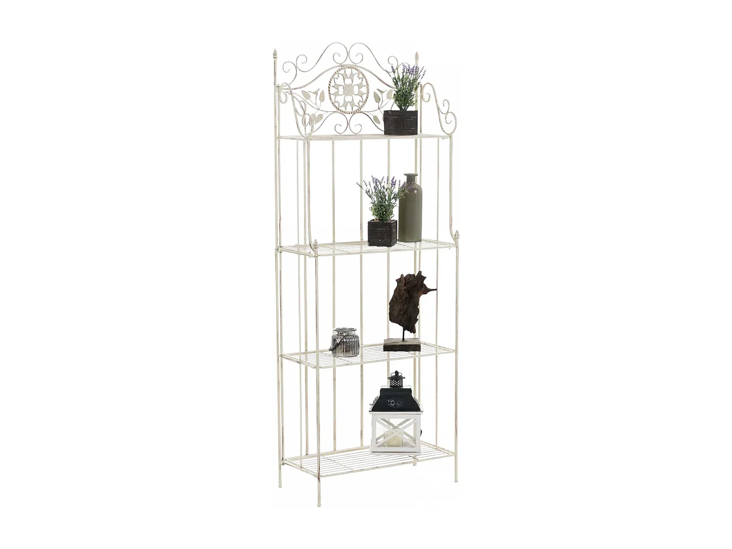 Étagères sur pied - Métal - 66 x 32 x 175cm - Crème antique - Flora