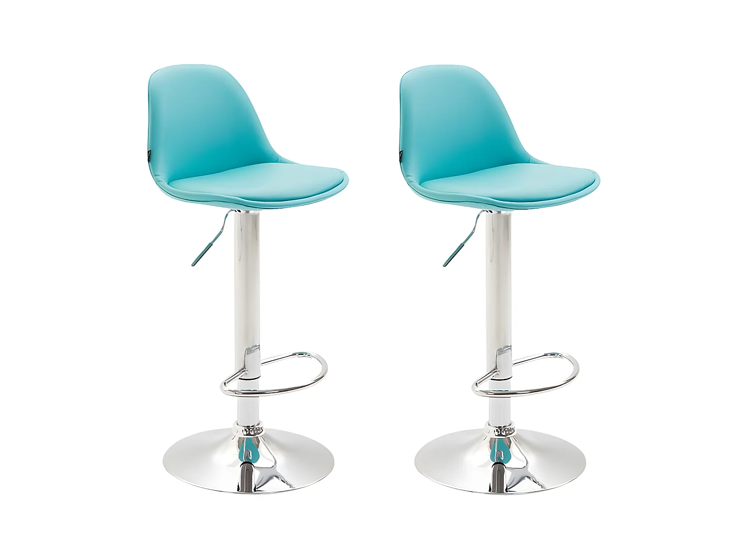 Lot de 2  Tabouret de bar - Similicuir & Métal chromé - Bleu - Kiel