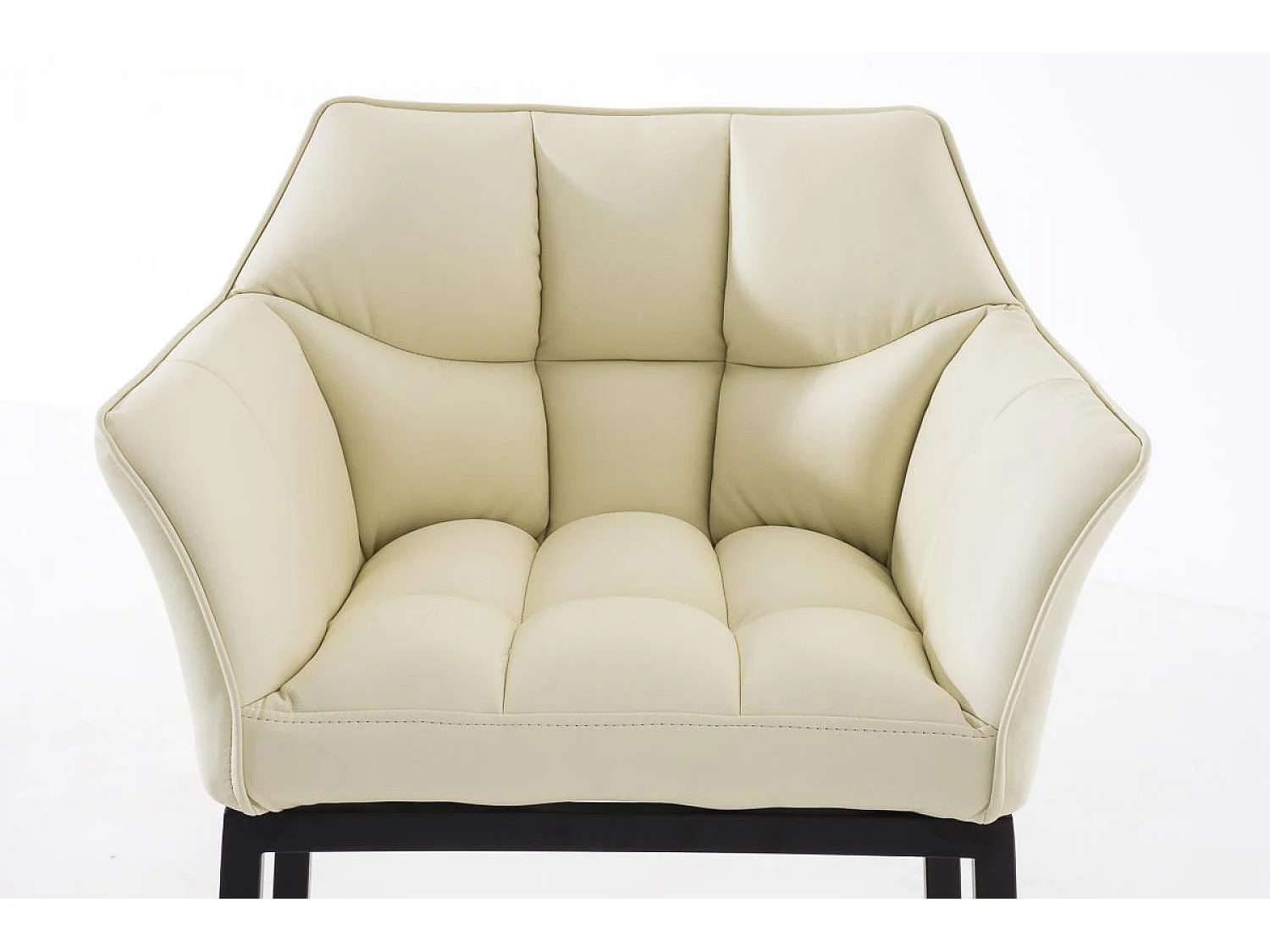 Lot de 2  Tabouret de bar - Similicuir & Noir - Crème - DAMASO