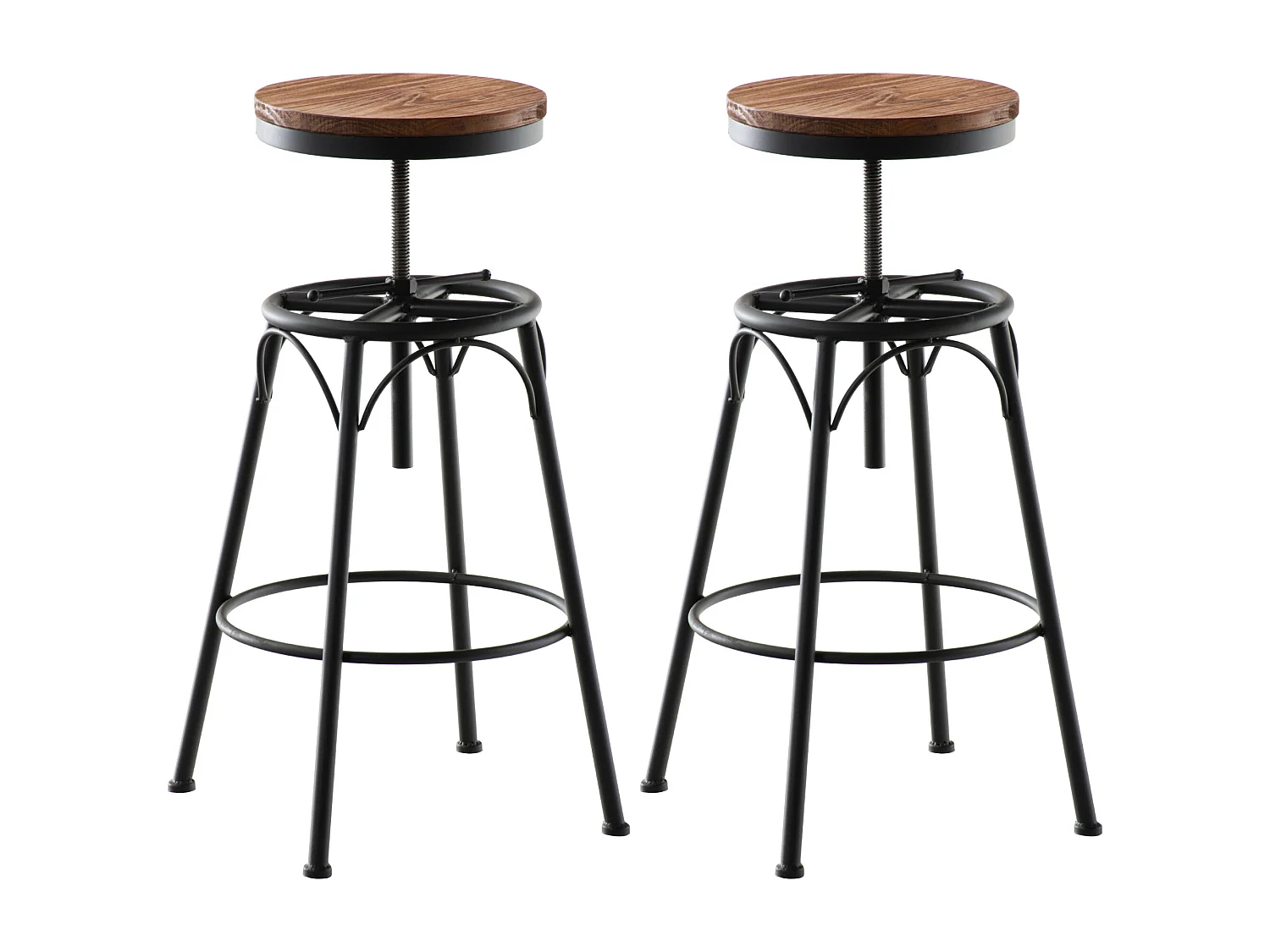 Set De 2  Taburete de bar - Metal &  - Negro - Beam
