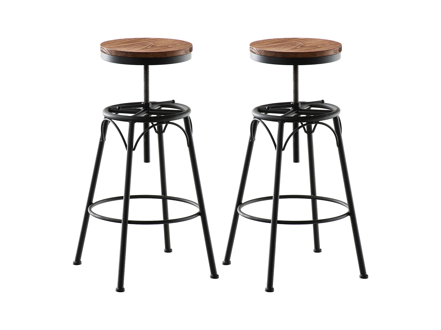 Lot de 2  Tabouret de bar - Métal & Nature - Noir - Beam