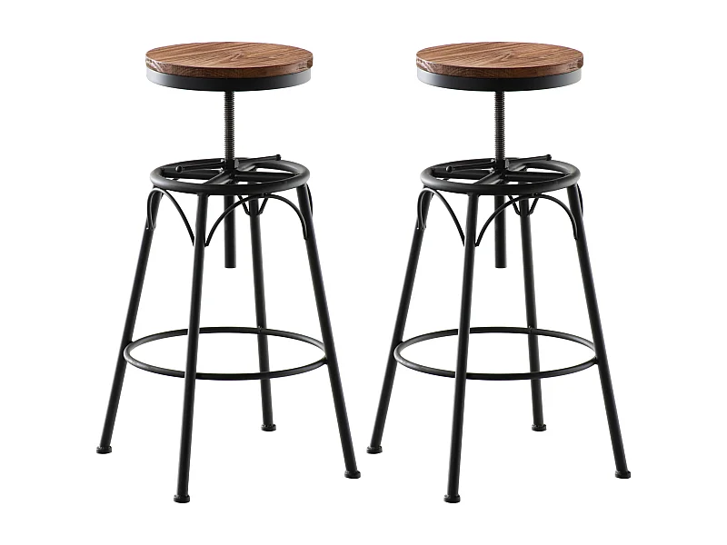 Lot de 2  Tabouret de bar - Métal & Nature - Noir - Beam