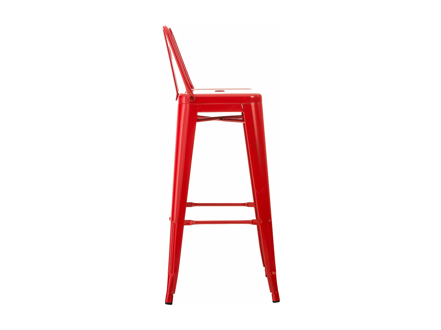 Lot de 4  Tabouret de bar - Métal & Métal - Rouge - Mason