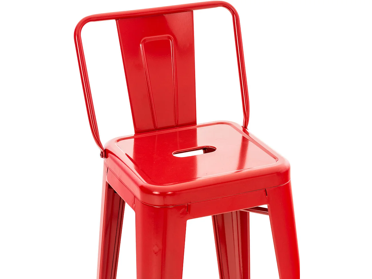 Lot de 4  Tabouret de bar - Métal & Métal - Rouge - Mason