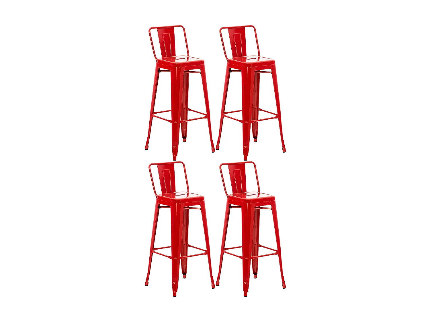 Lot de 4  Tabouret de bar - Métal & Nature - Rouge - Mason