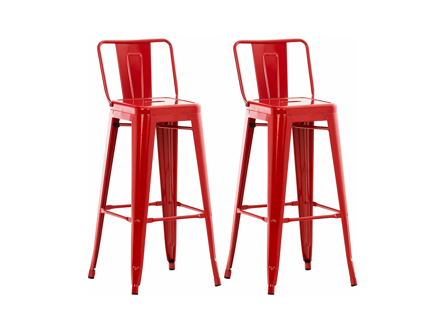 Lot de 2  Tabouret de bar - Métal & Métal - Rouge - Mason