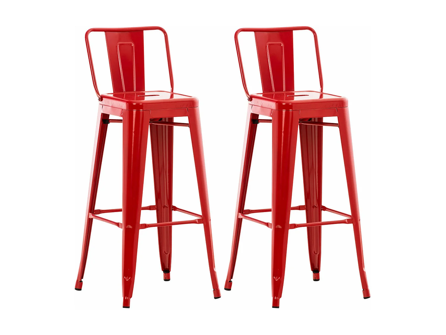 Lot de 2  Tabouret de bar - Métal & Métal - Rouge - Mason