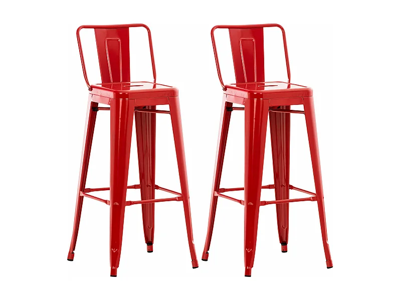 Lot de 2  Tabouret de bar - Métal & Métal - Rouge - Mason