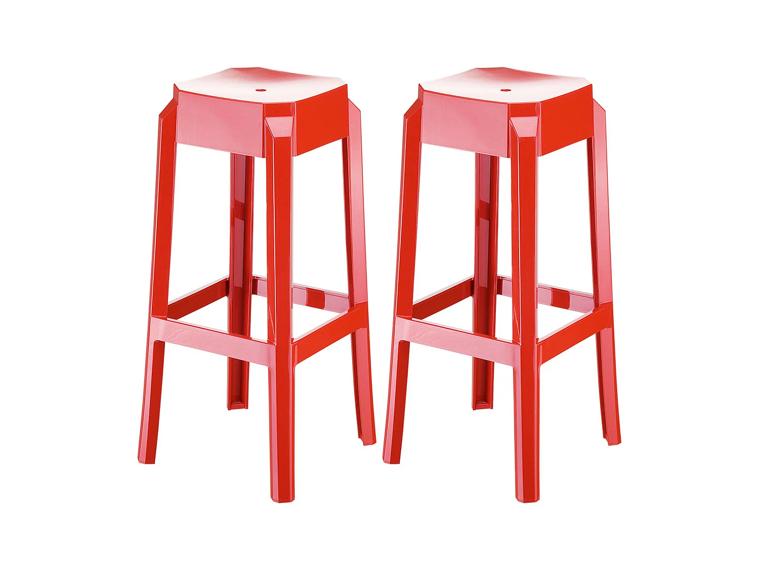Lot de 2  Tabouret de bar - Plastique & Blanc - Rouge - Fox