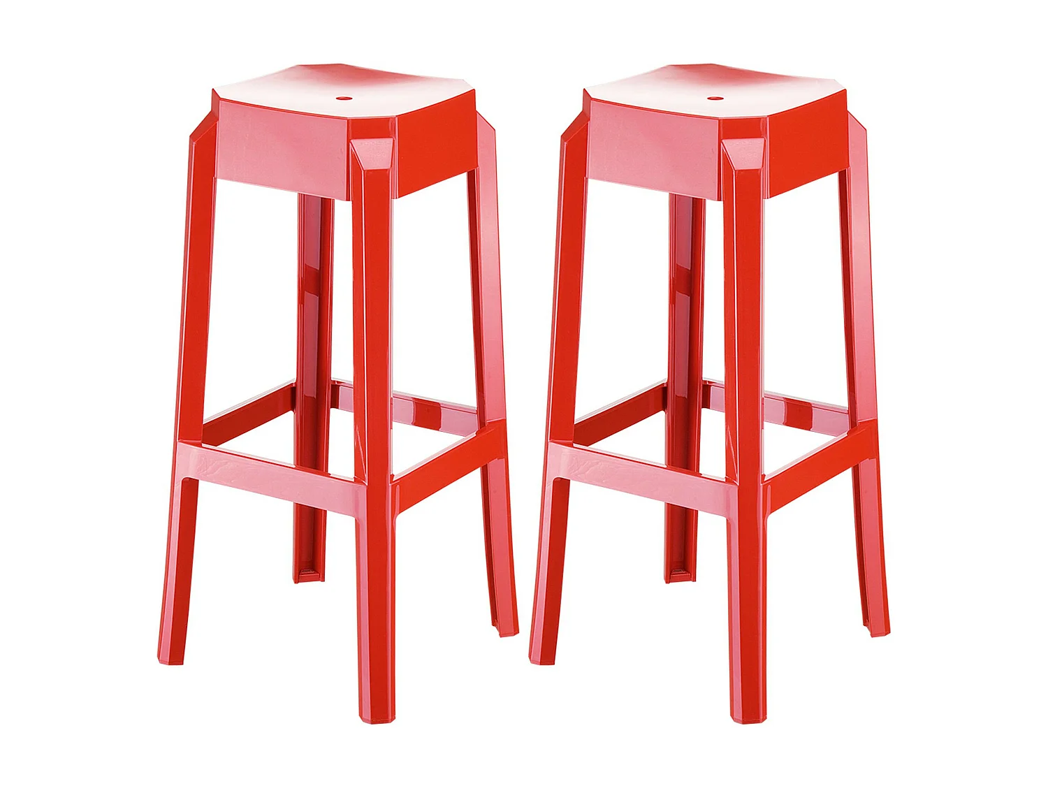 Lot de 2  Tabouret de bar - Plastique & Blanc - Rouge - Fox