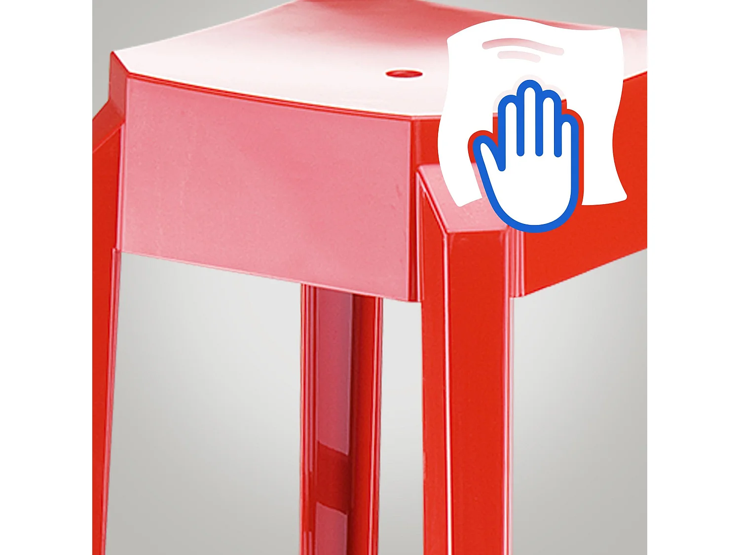 Lot de 2  Tabouret de bar - Plastique & Blanc - Rouge - Fox