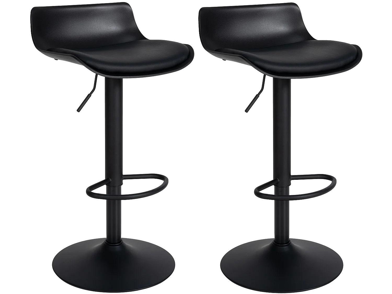 Lot de 2  Tabouret de bar - Plastique - Noir - Aveiro