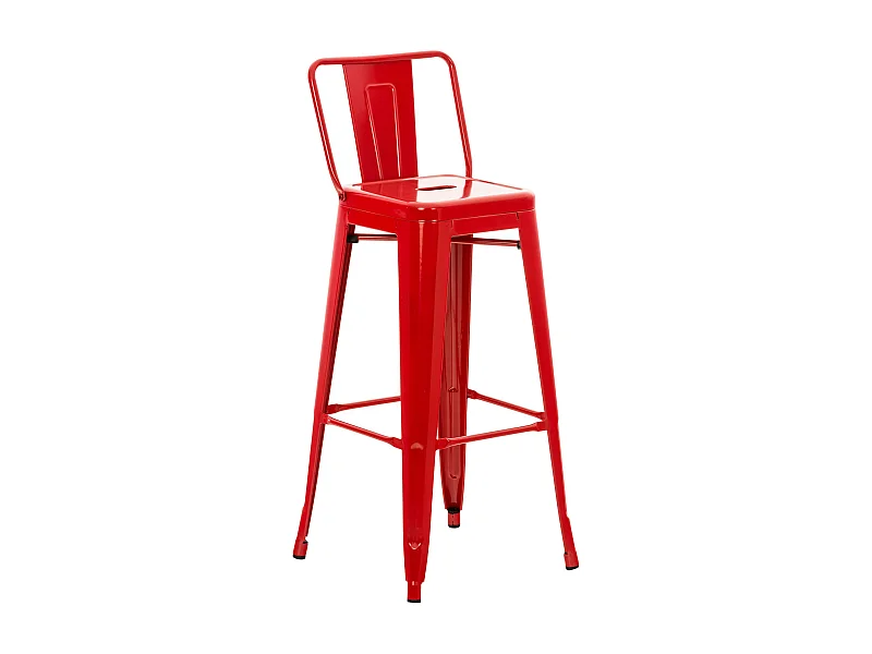 Tabouret de bar - Métal - Rouge - Mason