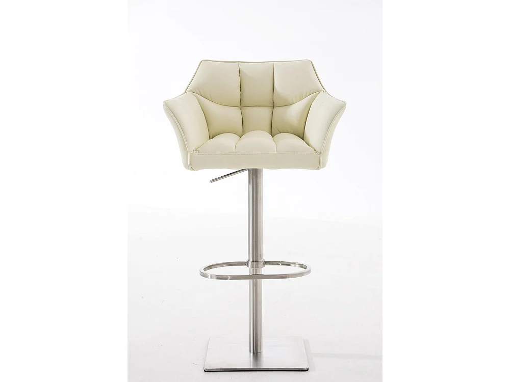 Tabouret de bar - Similicuir & Acier inoxydable - Crème - Damaso