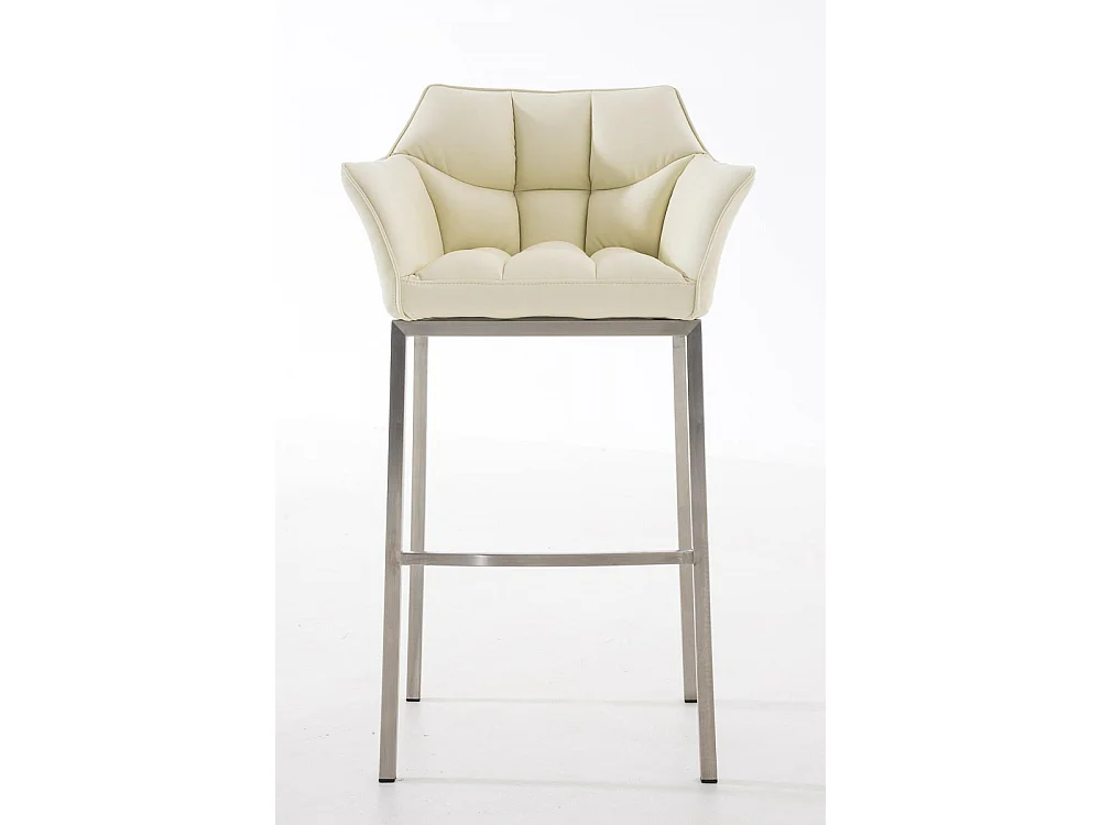 Tabouret de bar - Similicuir & Acier inoxydable - Crème - Damaso