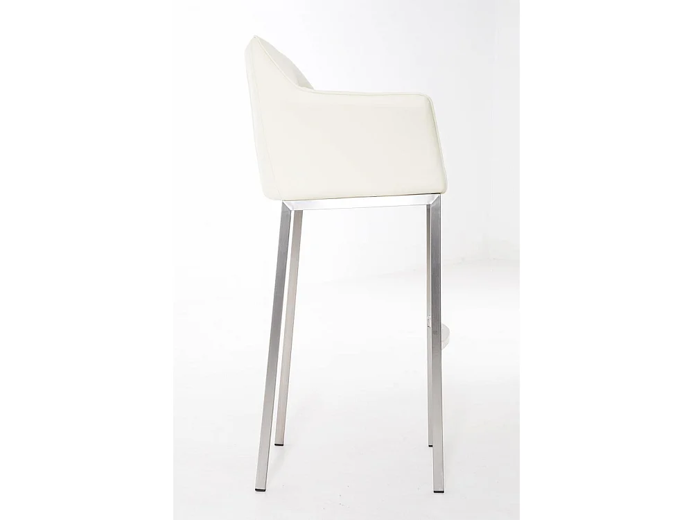 Tabouret de bar - Similicuir & Acier inoxydable - Crème - Damaso